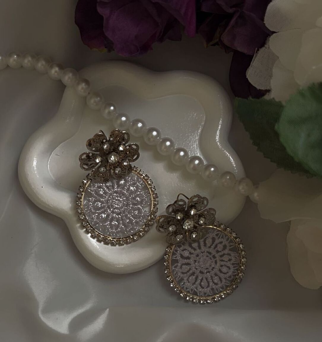 Vintage Lace Blue Earrings